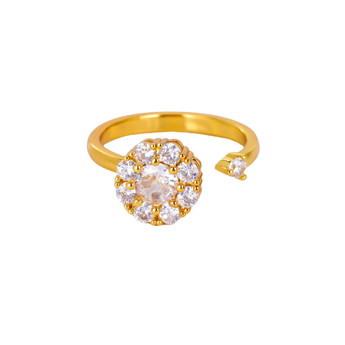Women's Simple Rotatable Sunflower Decompression Open Rings