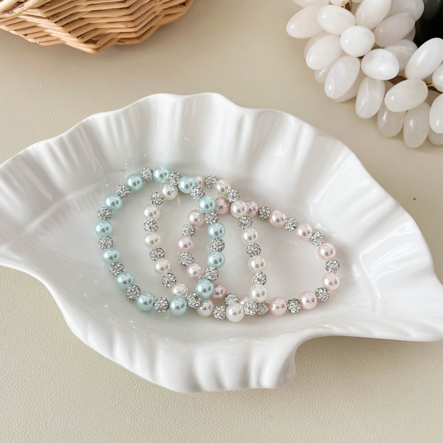 Wind Pearl Bow Water Drop Mud Diamond Interval Niche High Bracelet