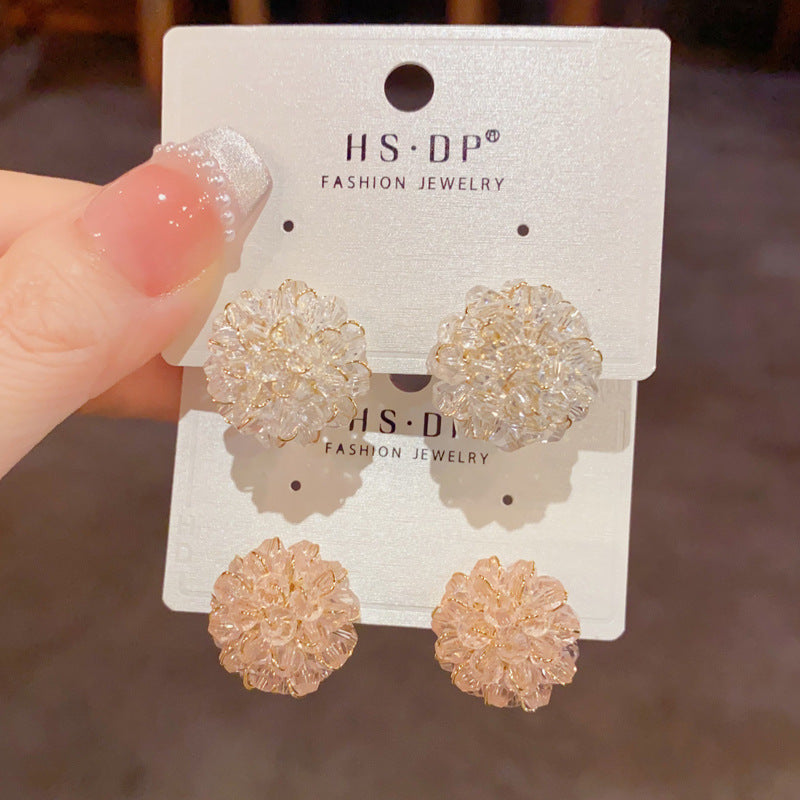 Women's Exquisite Fashion Super Fairy Flowers Crystal Temperament Entry Lux Minimalist Earrings