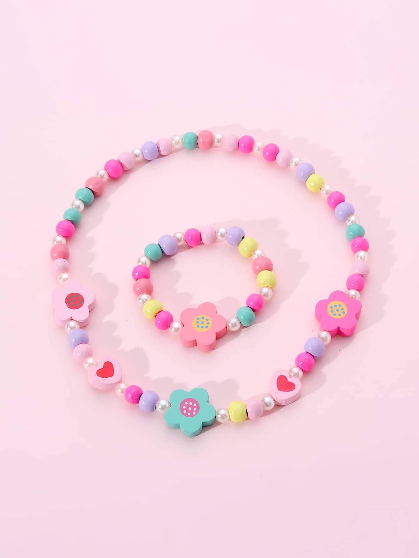 Children's Mixed Color Beaded Wooden Bead Handmade Bracelets
