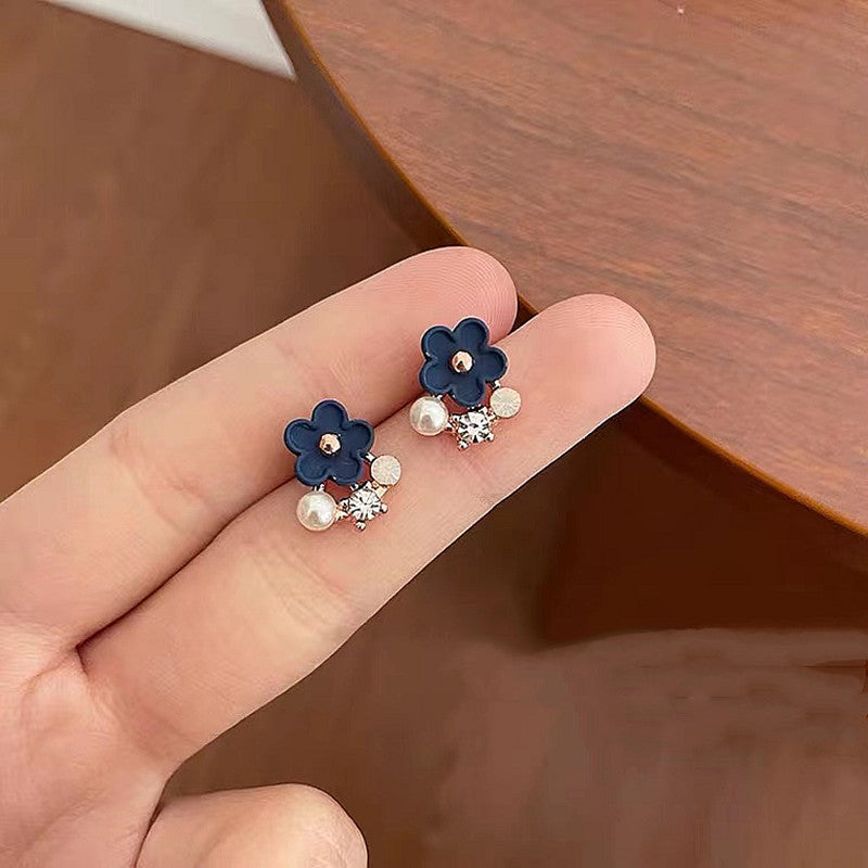 Temperament Female Blue Color Sier Exquisite Earrings