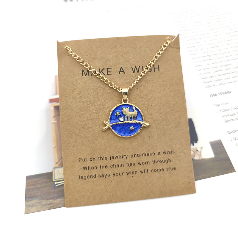 Blue Dripping Starry Sky Clavicle Chain Necklaces