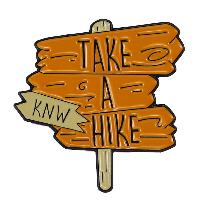 Alloy Brooch Signpost Mountains Lakes Metal Brooches