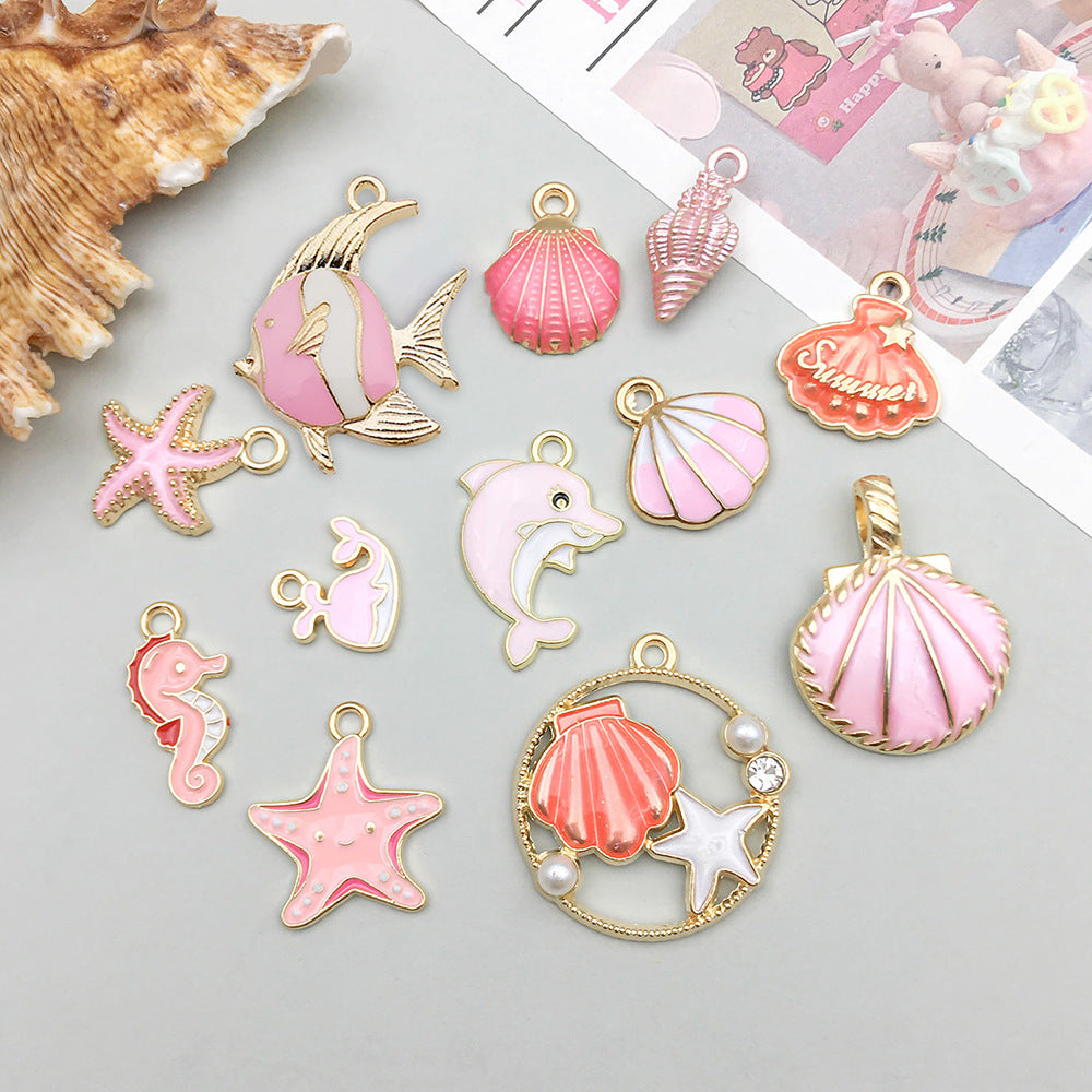 Oil Dripping Alloy Ocean Seahorse Dolphin Series Jewelry Accessories