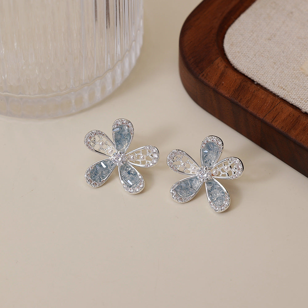 Women's Zircon Flower Korean Exquisite Full Diamond Petite Affordable Luxury Rings