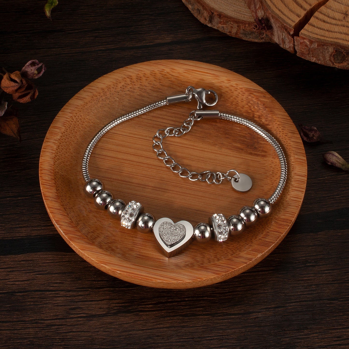 Women's High-grade Love Frosted Fashion Simple Stainless Bracelet