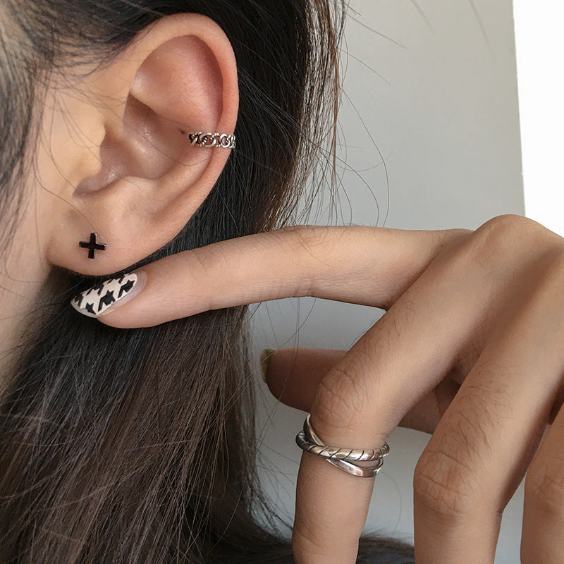 Women's & Men's Black Cross Letter X For Punk Rings