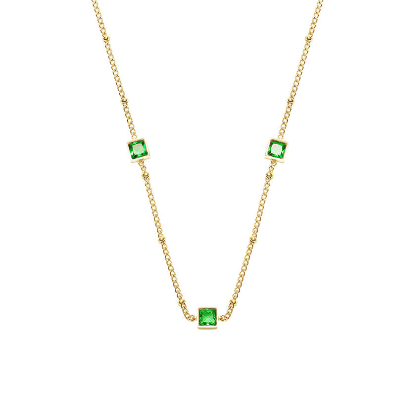 Square Zircon Titanium Steel Multiple Gold Necklaces