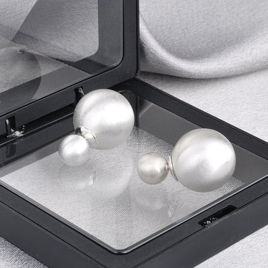 Women's Versatile Personality Metal Brushed Ball Front Rear Affordable Earrings