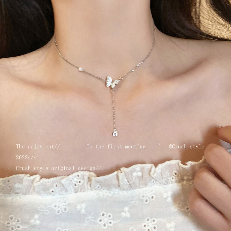 Simple Design Light Luxury Clavicle Chain Pearl Necklace