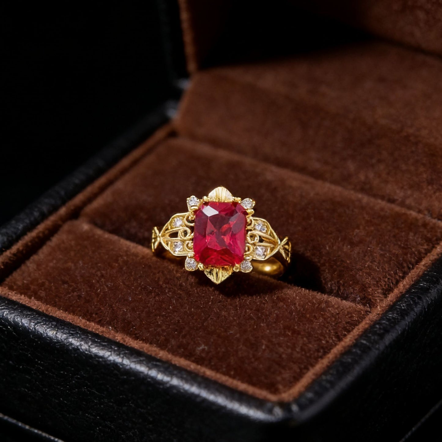 Simulation Rectangular Ruby Gold-plated Inlaid Red Corundum Bracelets