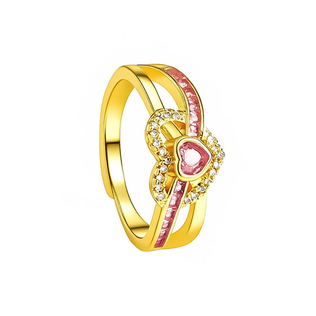 Women's Loving Heart Zircon Female Fashion Simple High Ring