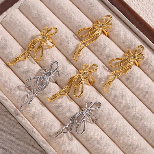 Women's For Without Piercing Creative Bowknot Design Rings