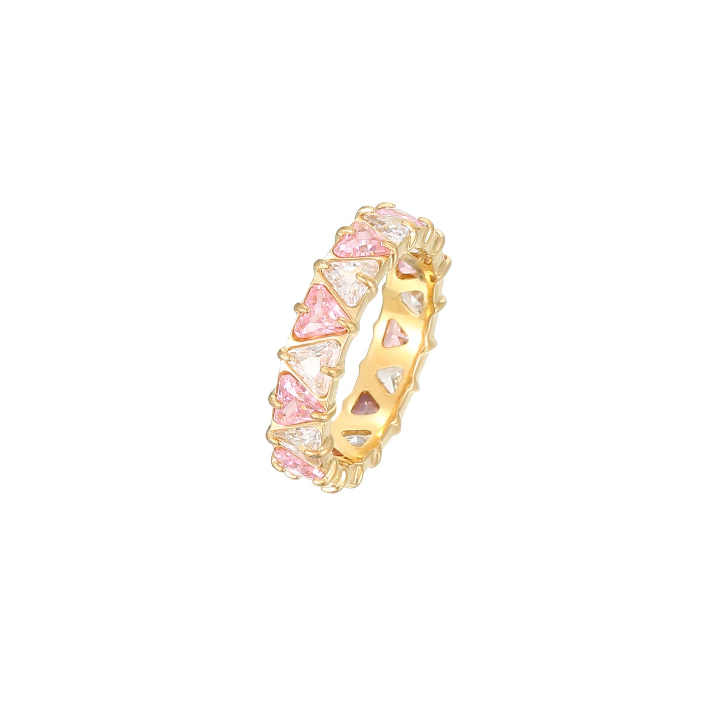 Gang Drill Color Zircon Female Diamond Heart-shaped Rings