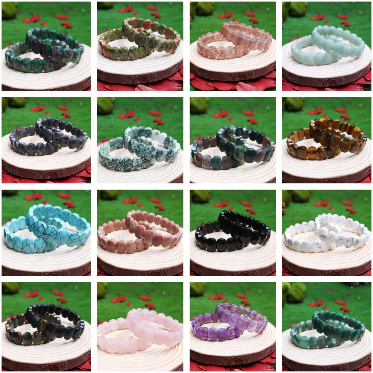 Women's & Men's Natural Stone Beads White Pine Blue Turquoise Bracelet