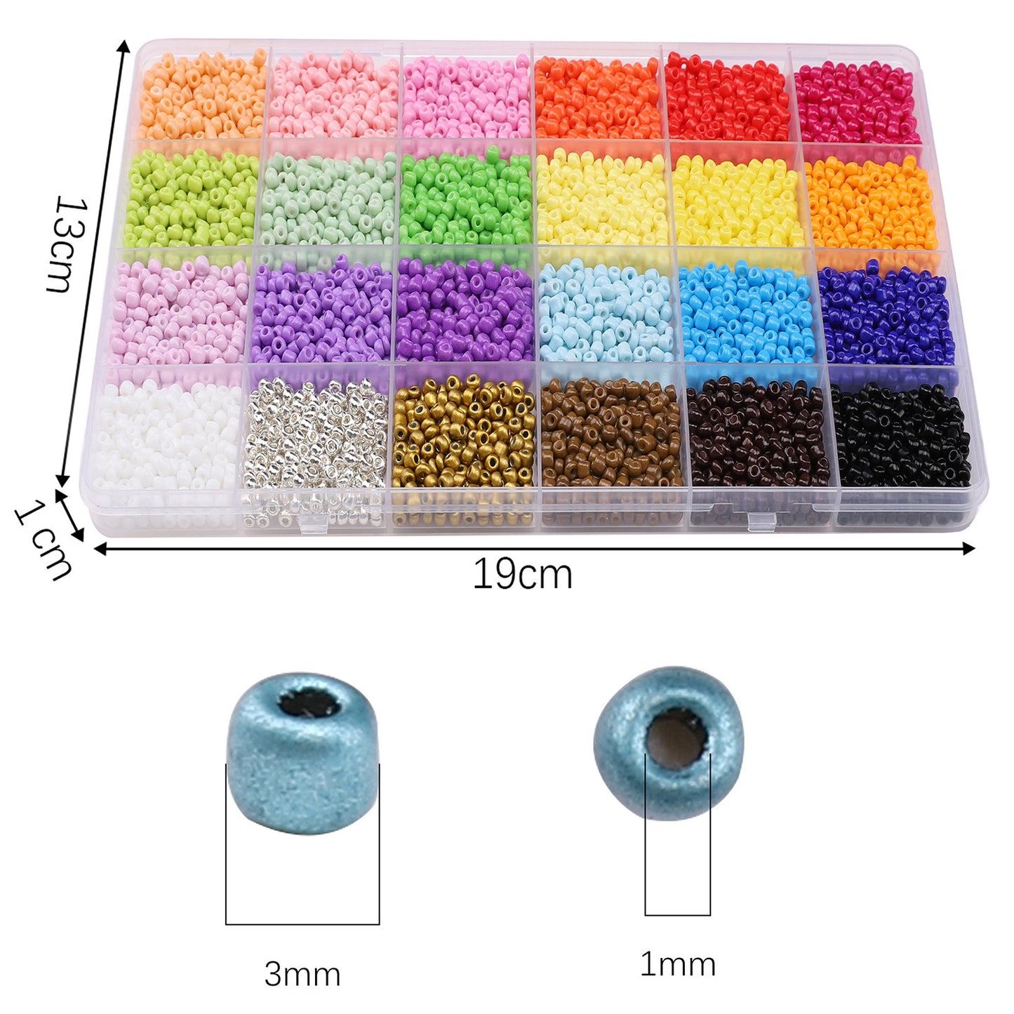 Grid Glass Color Straight Hole Bead Box Jewelry Accessories