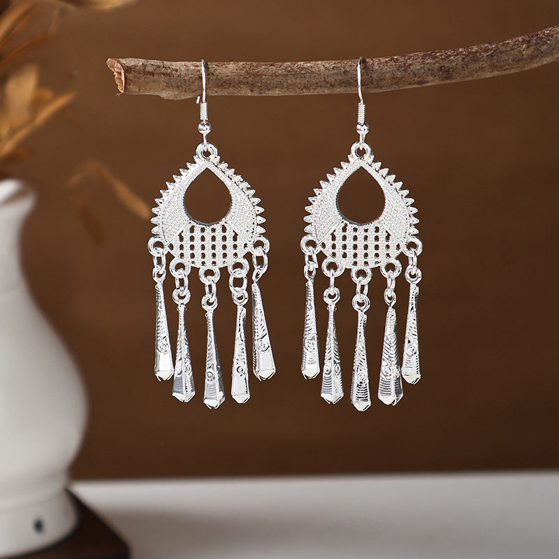 Women's Ethnic Style Imitation Miao Sier Colorful Earrings