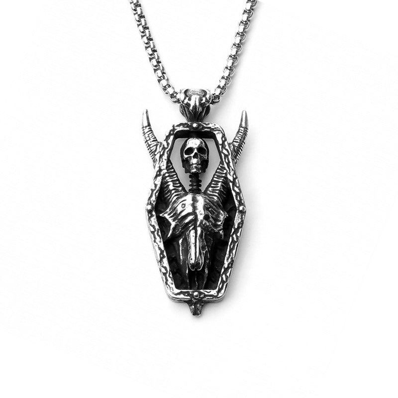 Men's Personality Trend Skull Sheep Head Titanium Necklaces