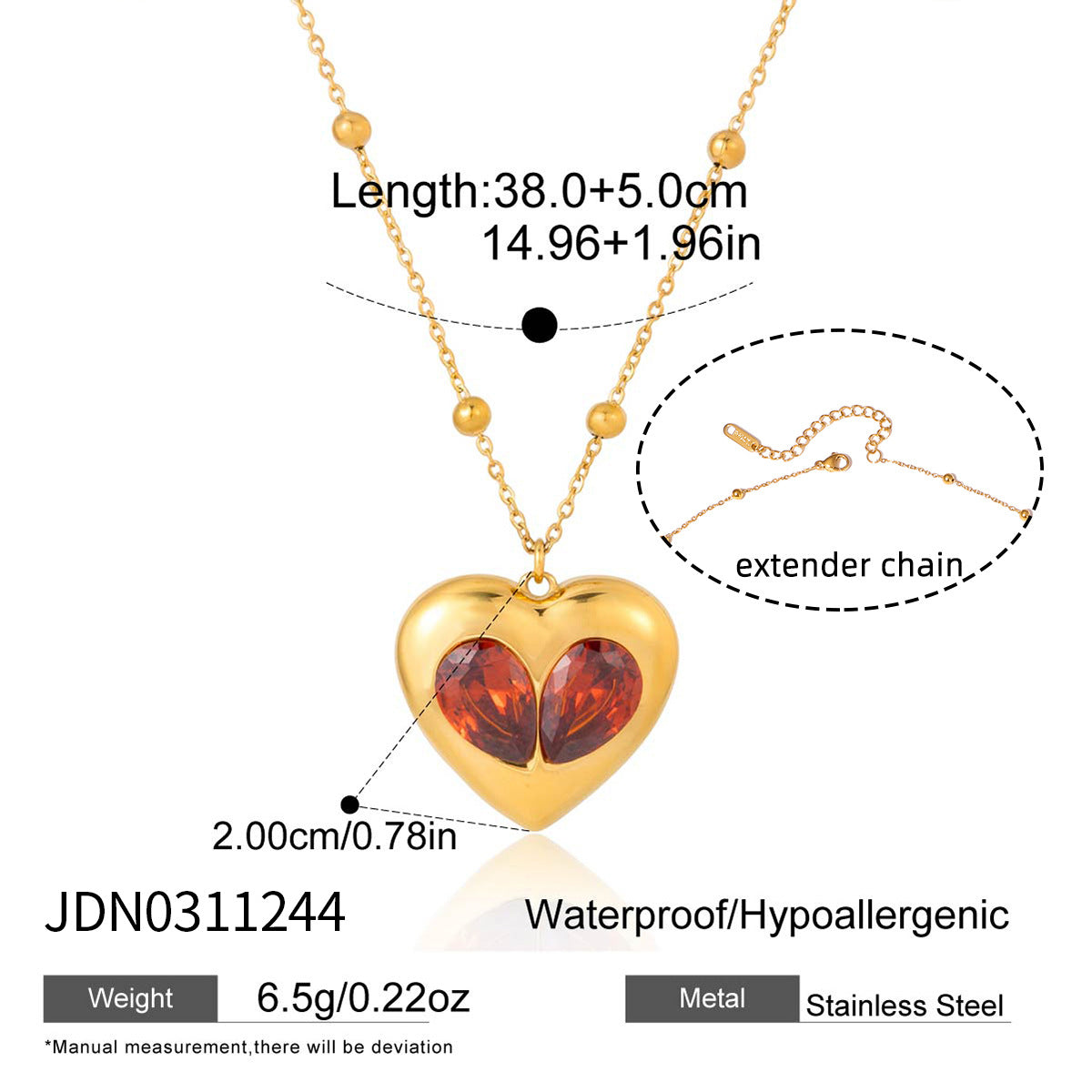 Women's Titanium Steel Loving Heart Zircon Light Luxury Minority Clavicle Chain Necklaces