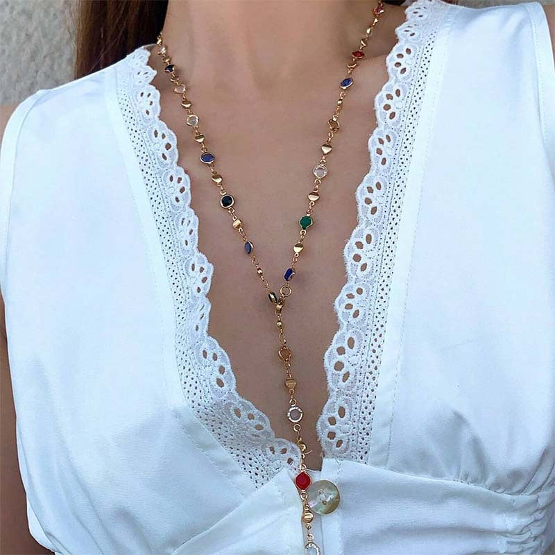 Women's Ornament Elegant Colorful Crystal Metal Clavicle Necklaces