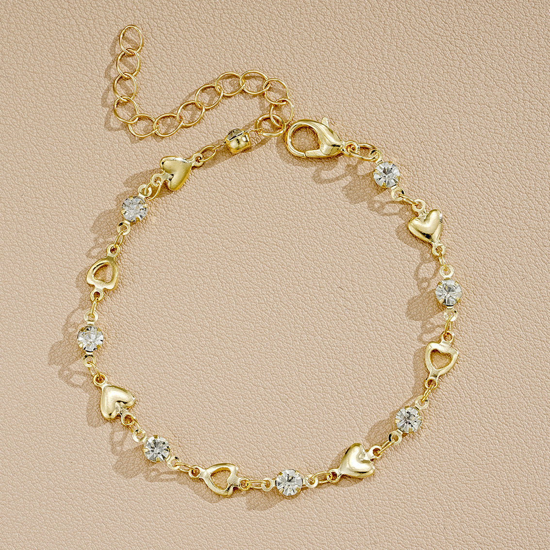 Cool Loving Heart Zircon Simple Design Hollow Bracelet