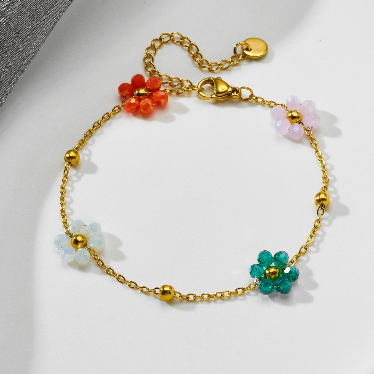 Sweet Flowers Chain Color Relaxed Stainless Bracelets