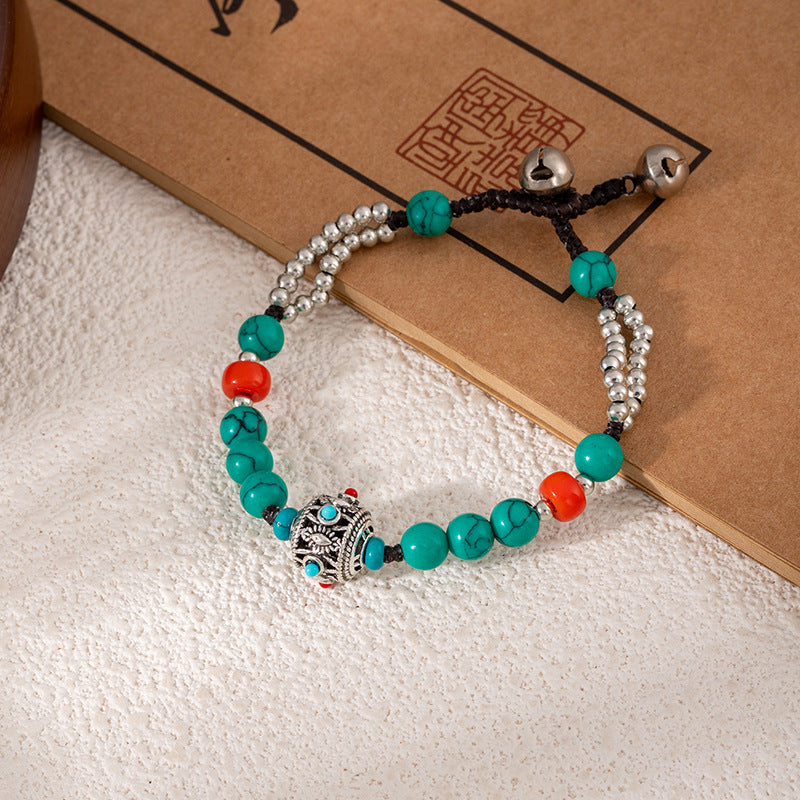 Colorful Turquoise Retro Artistic Personality Nepal Creative Crafts Braid Bracelet