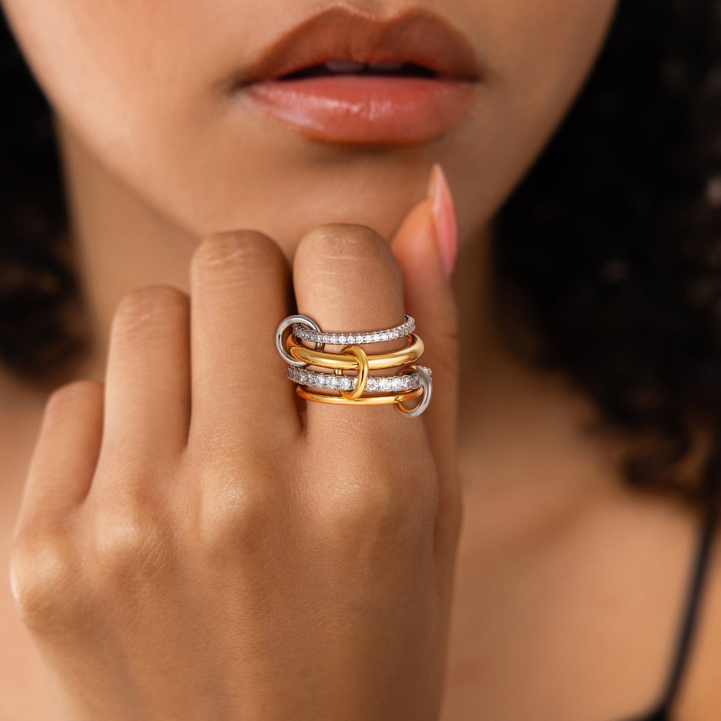 Gold Color Matching Zircon Versatile Creative Rings