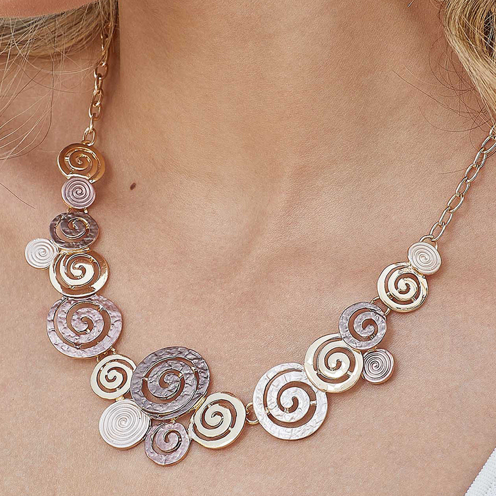 Women's Creative Design Zinc Alloy Geometric Round Spiral Colorful Oil Hollow Jewelry Set
