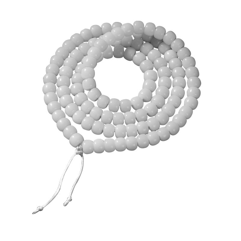 Natural White Jade Bodhi Buddha Beads Pcs Bracelet