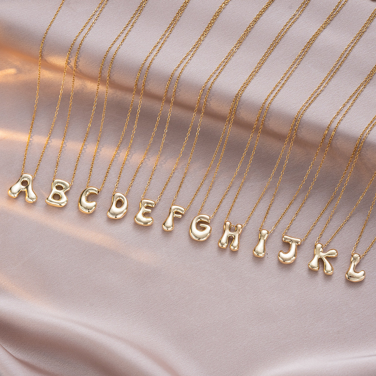 Female Glossy Balloon Bubble Cute Chubby English Letters Temperament Clavicle Necklace