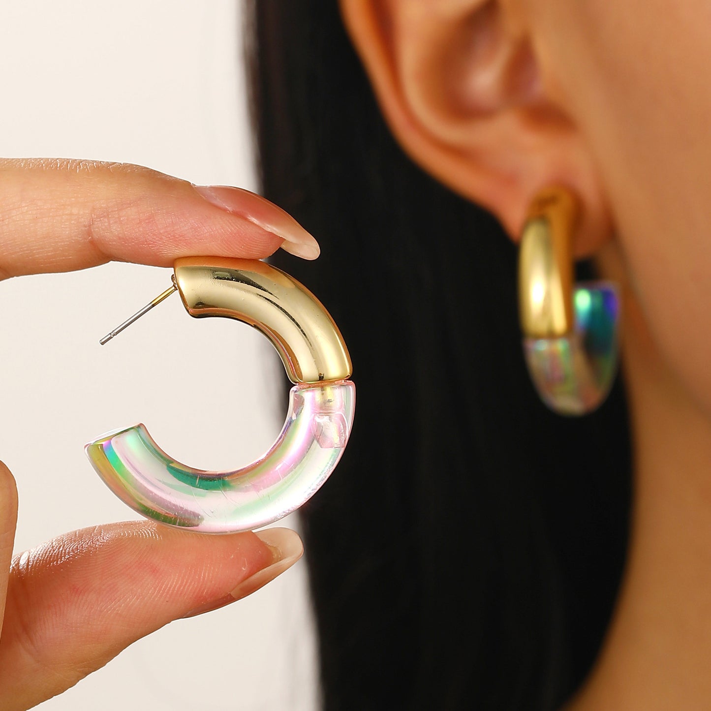 Women's Colorful Oil Shaped Fashion Temperamental Minority Design Geometric Earrings