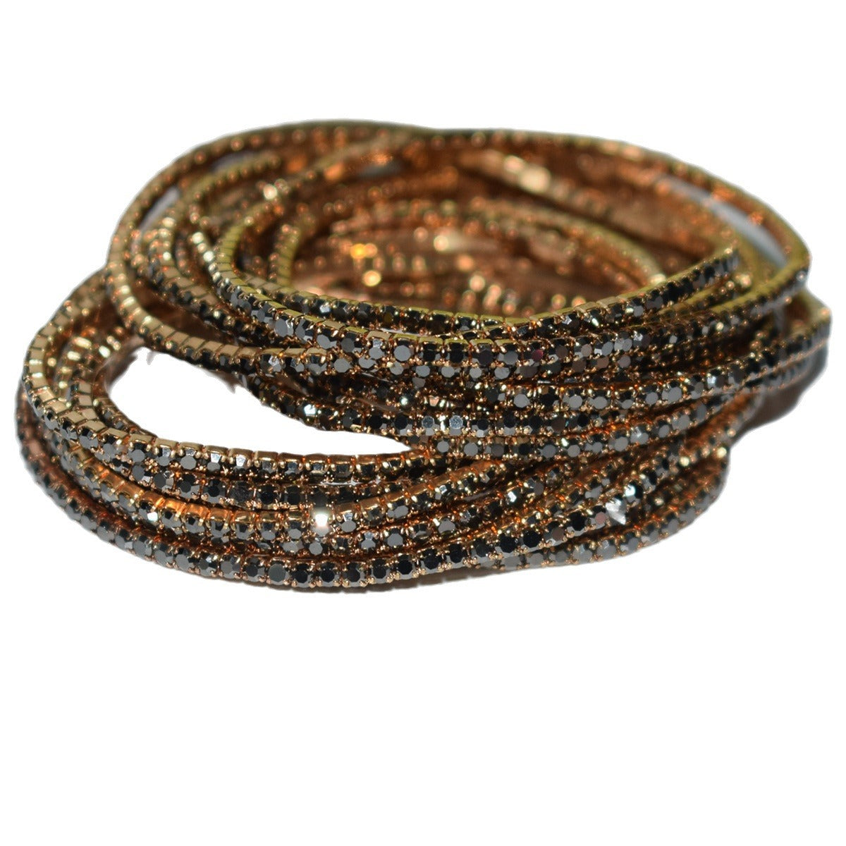 Row Rhinestone Thin Rubber Band Elastic Bracelets