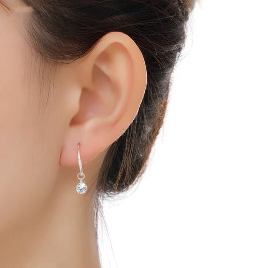 Sier Zircon Temperamental Minority Simple Pure Light Earrings