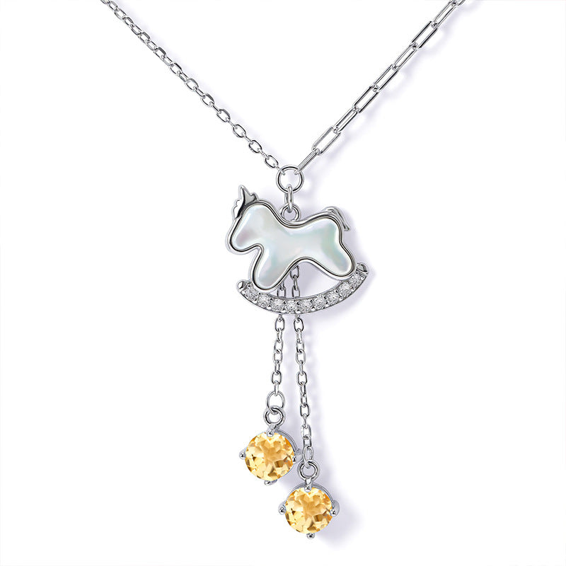 Shell Lucky Horse Female Natural Crystal Necklaces