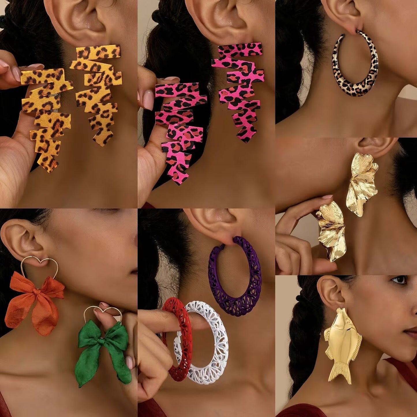 Women's Ear High-grade Temperament Retro Exaggerated Left Right Stud Earrings