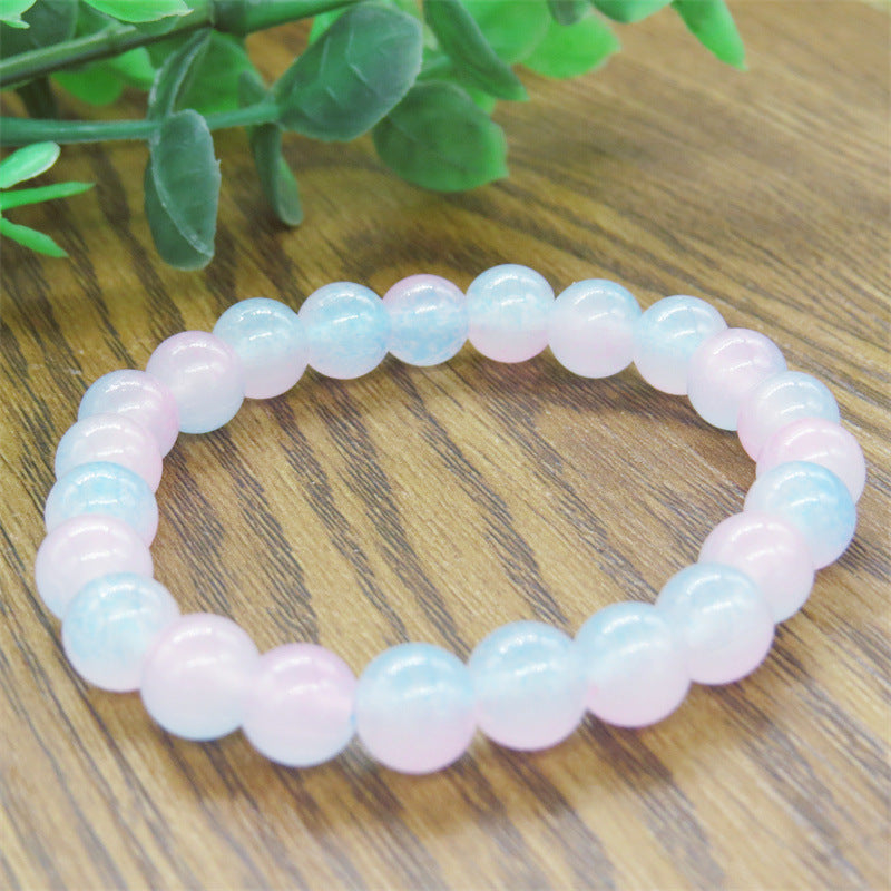 Transparent Pink White Jade Pliable Temperament Bracelets