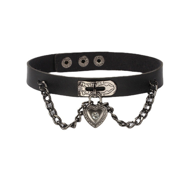 Dark Punk Love Leather Necklet Neckband Style Item Collar