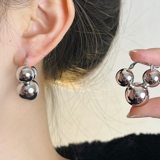Women's Vintage Glossy Ball Ear Clip Niche Design Earrings