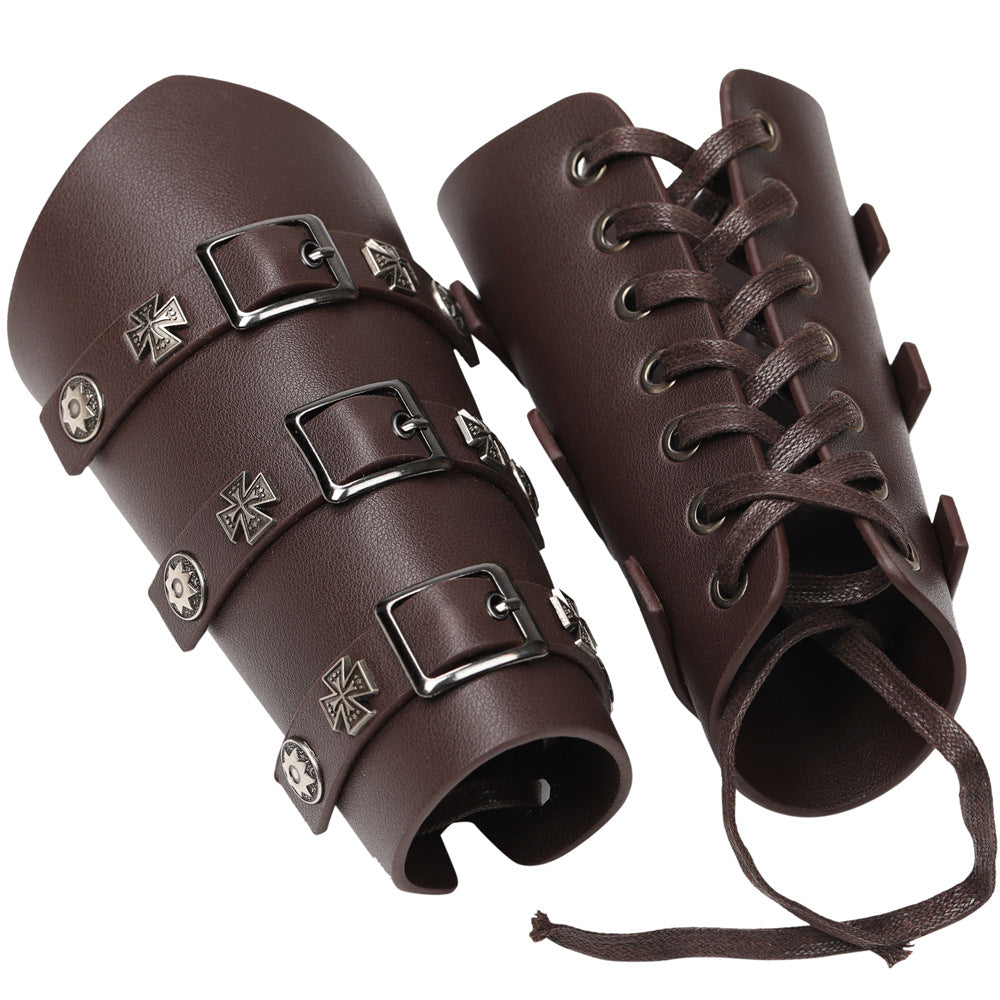 Exaggerated Personalized Leather Punk Cycling Arm Guard Medieval Knight Bracelet