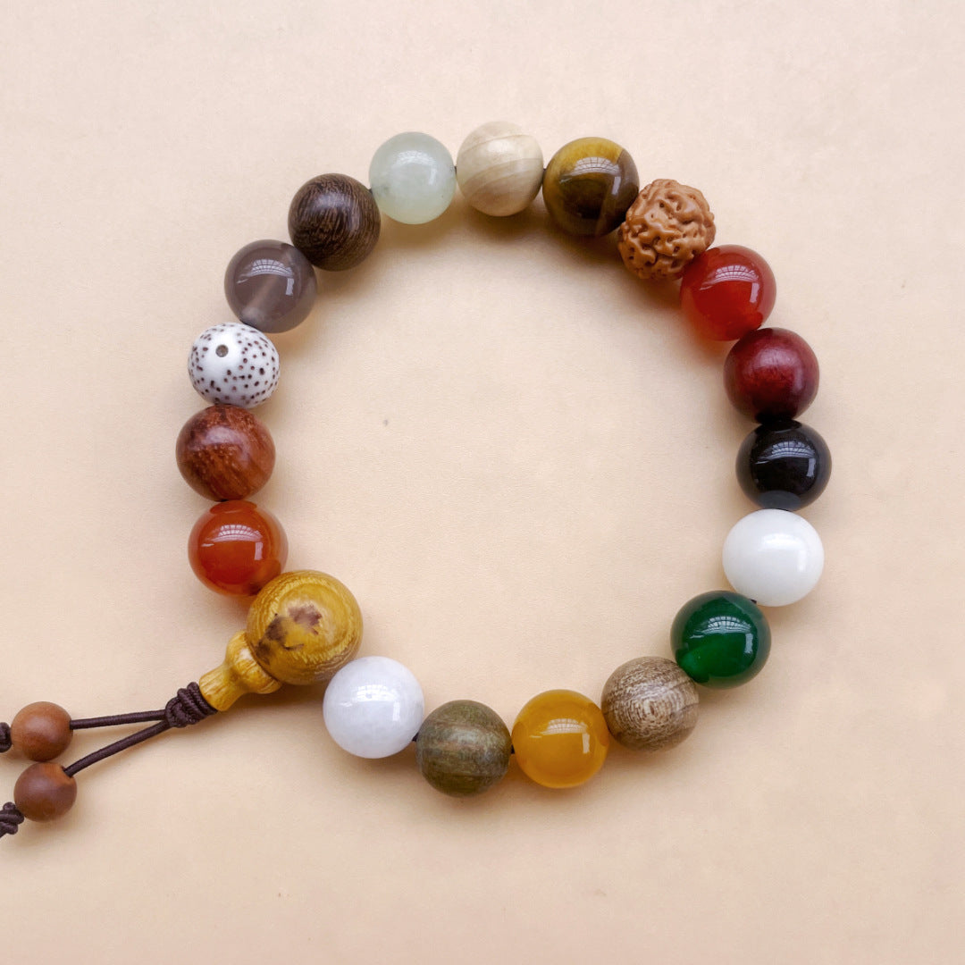Women's & Men's Faces Gold Silk Willow Rosary Single Circle Bead Bracelets