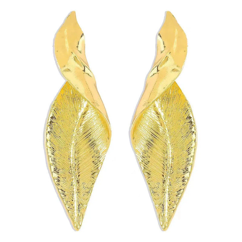 Cold Style Exaggerated Leaf-shaped Design Unique Earrings