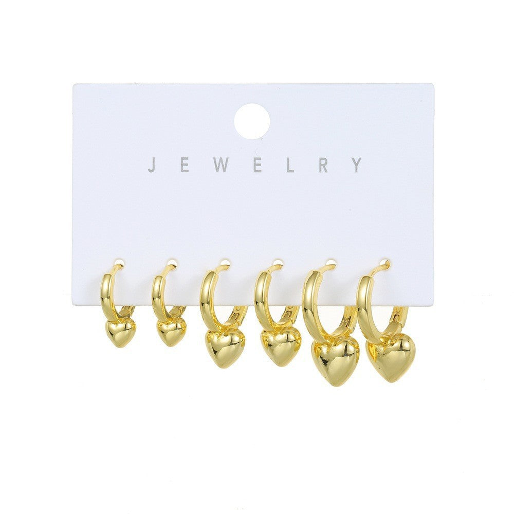 Ear Clip Three Pairs Copper Plated Real Earrings