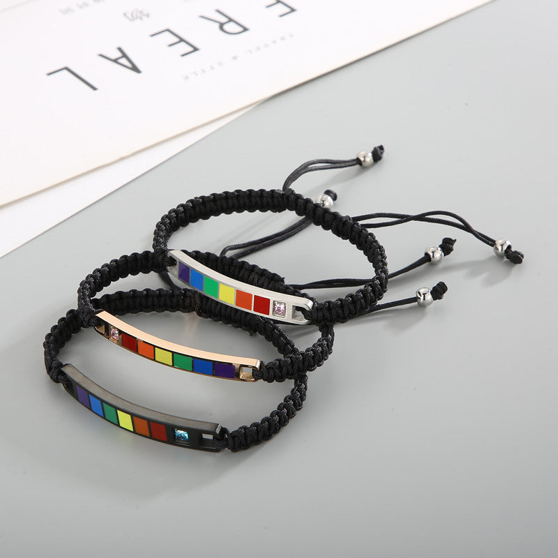 Fashion Stainless Steel Curved Rainbow Personality Titanium Bracelet