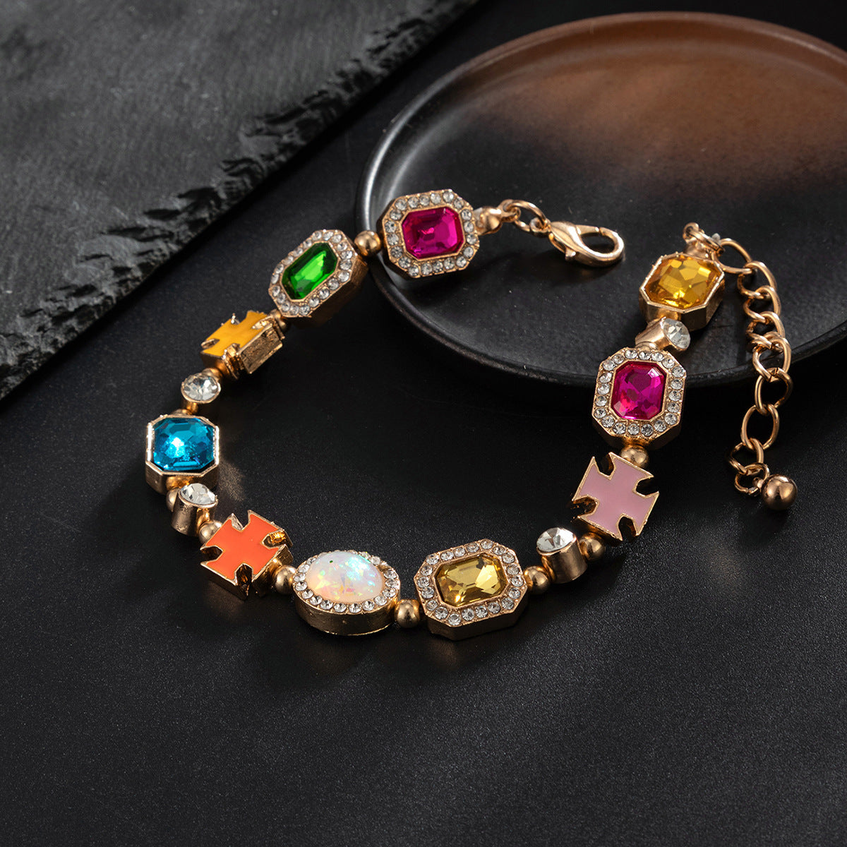 Men's Diamond Cross Personality High Sense Fashion Bracelet