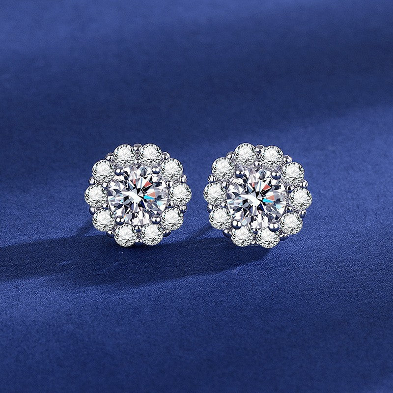 Moissanite Ear Female With Hearts Sterling Earrings