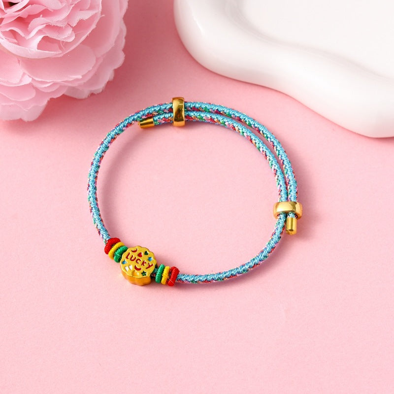 Children's Colorful Braided Rope Wrist String Safe Red Bracelet