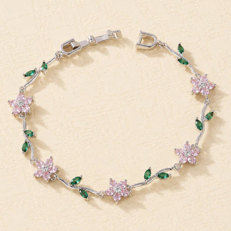 Tulip Colorful Crystals Gem Flower Light Bracelet