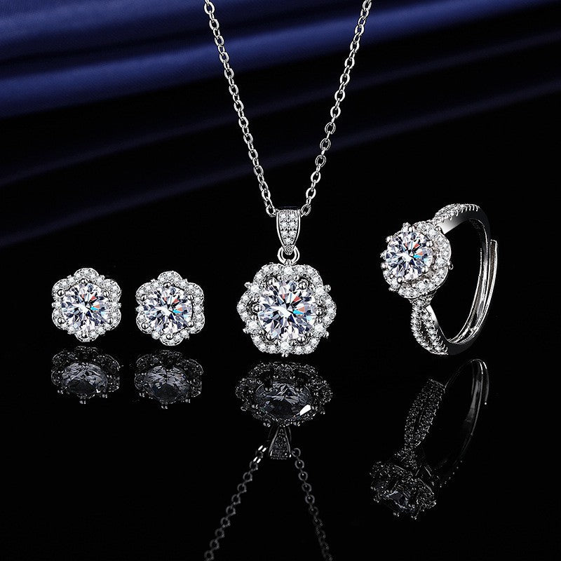 Women's Blue Red Yellow Green Purple White Gemstone Zircon Princess Jewelry Set
