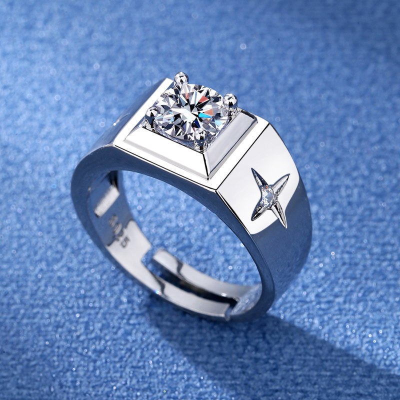 Men's Korean Style Elegant Accessories Full Diamond Fashion Open Rings